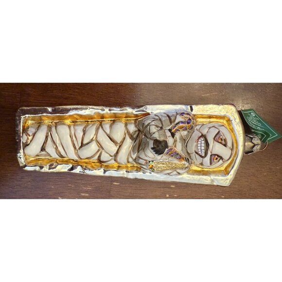 Slavic Treasures Glittered Creepy Coffin Ornament - Halloween Christmas Box Tag - Picture 1 of 9